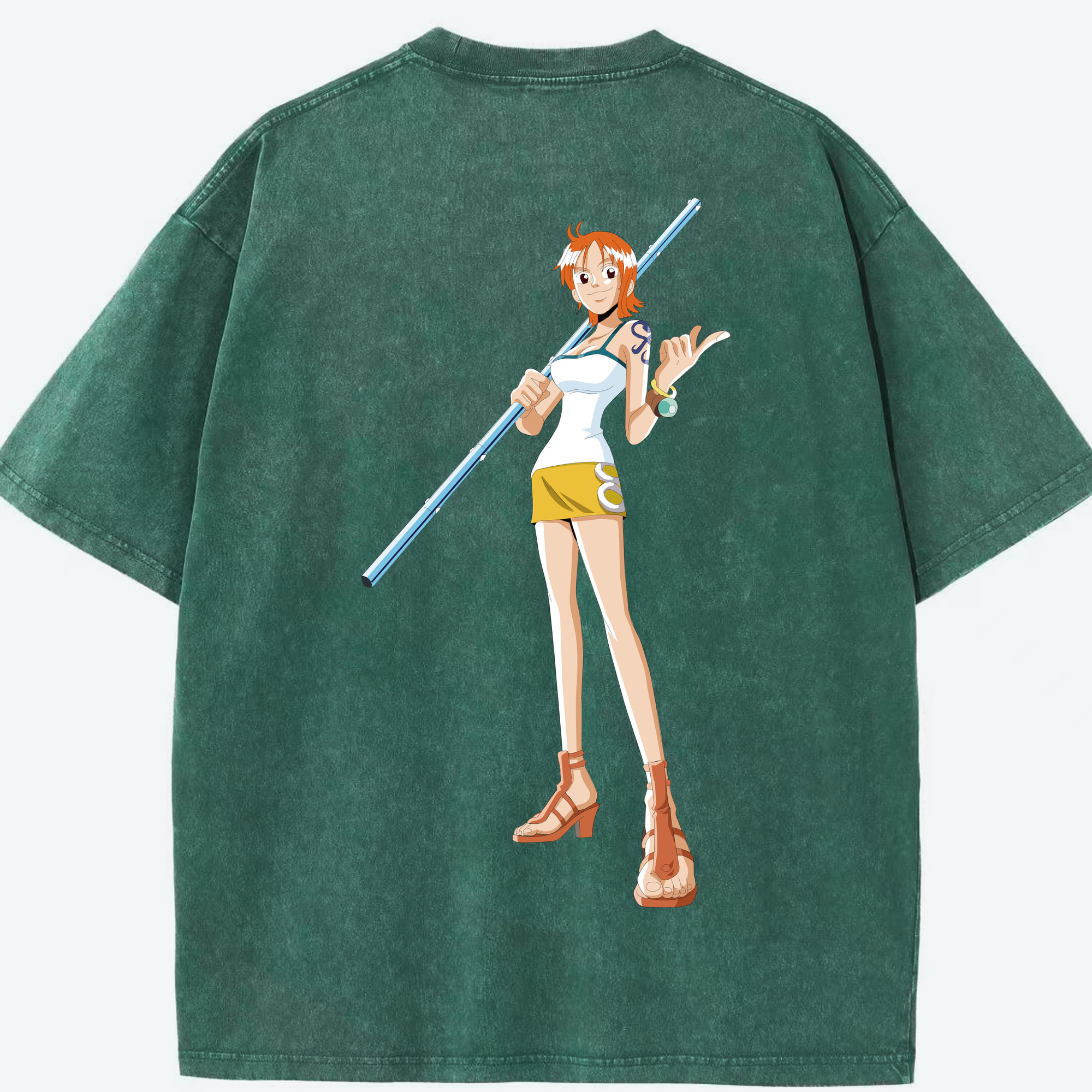 ワンピース ナミ ONE PIECE Nami 綿100% ヴィンテージ風 半袖Tシャツ（背面プリント）